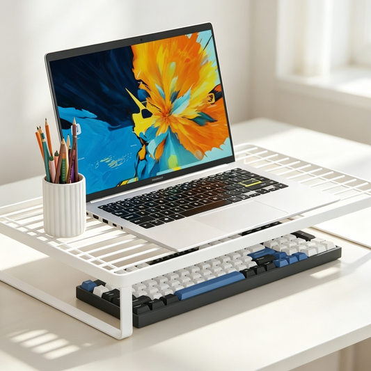 White Metal Monitor Stand
